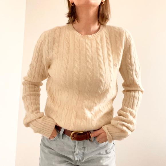 Ralph Lauren Cashmere Cream Cable Knit Sweater - Picture 3 of 4